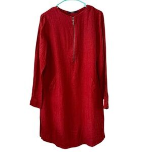 Tuğba Size 42 XL Red Long Sleeve Zip Front Tunic Dress Modest Wear